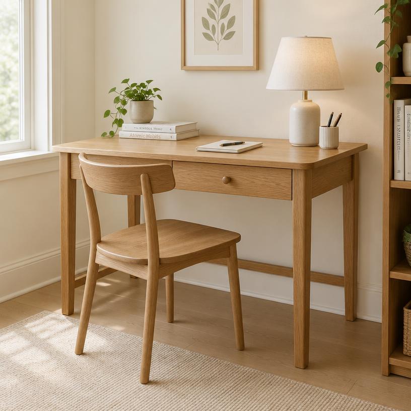 Oak Study Table with Drawer