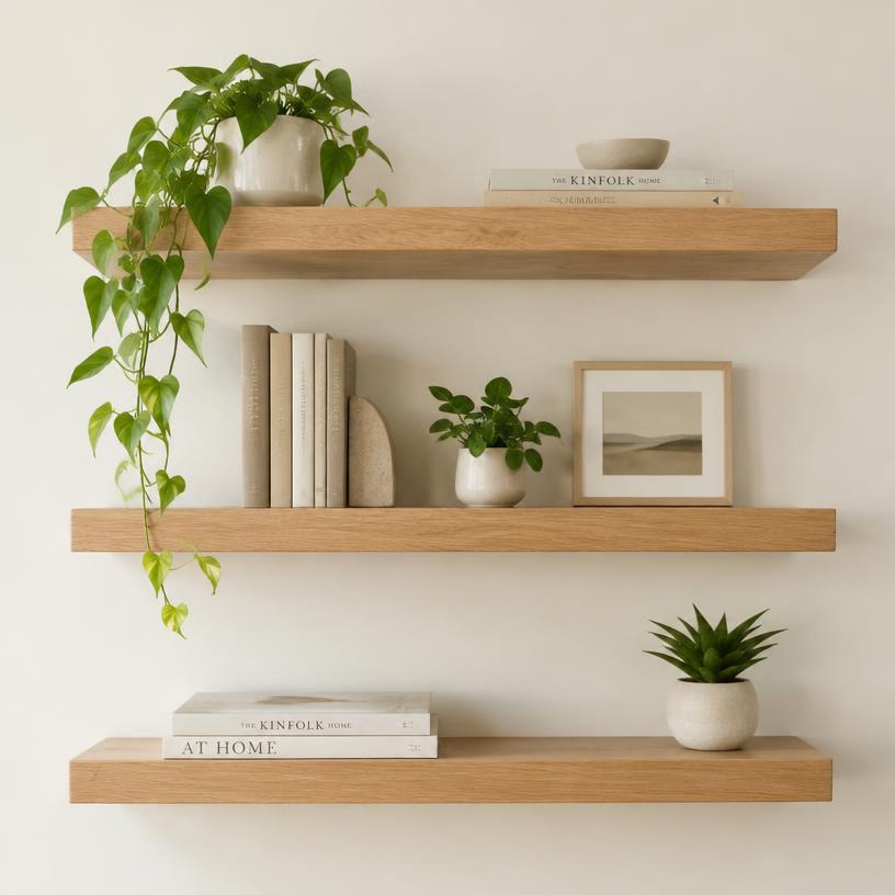 Oak Floating Wall Shelf (Set of 3)
