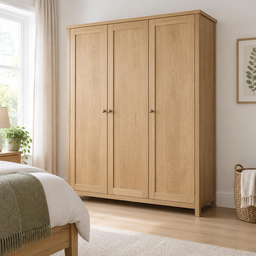 3-Door Oak Wardrobe